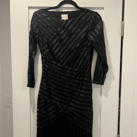Reiss Long Sleeve Black and Gray Dress - Picture 1 of 4